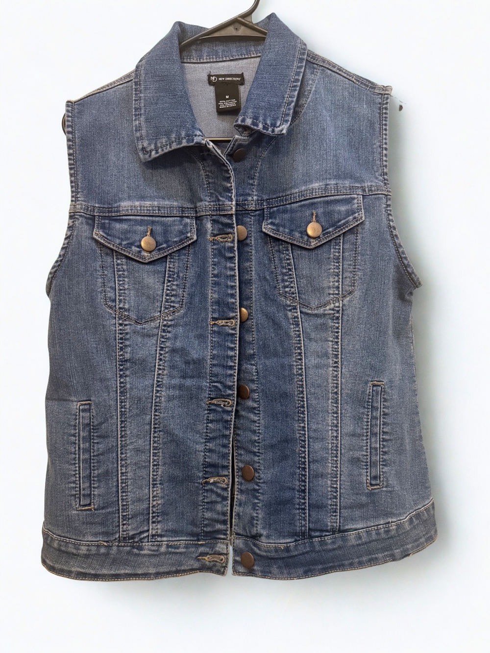 new directions Denim Vest Medium Button Front Stretch Jean Vest